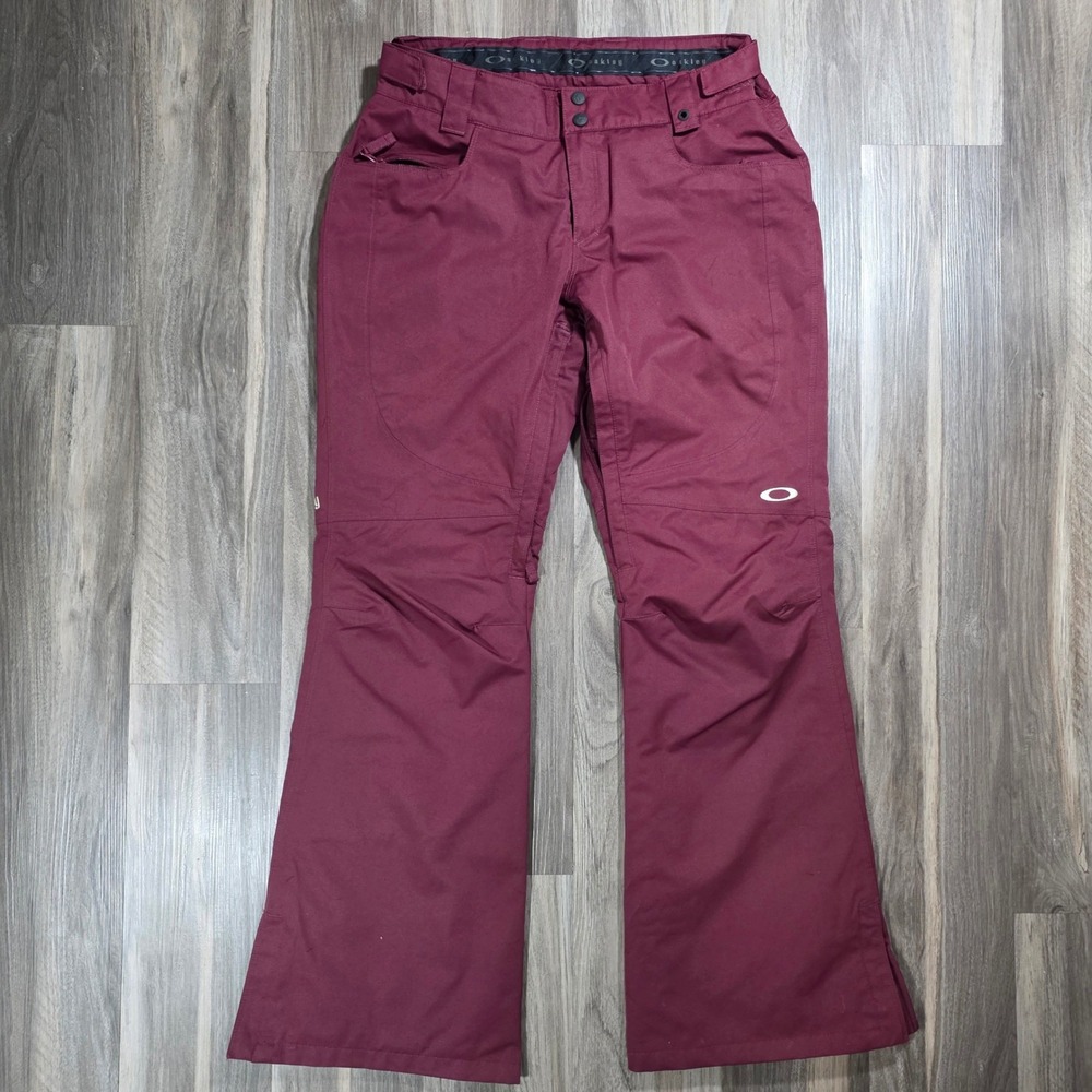 Oakley Biozone Snow Pants Womens Small Maroon Burgundy‎ FN Dry 10K Ski Snowboard